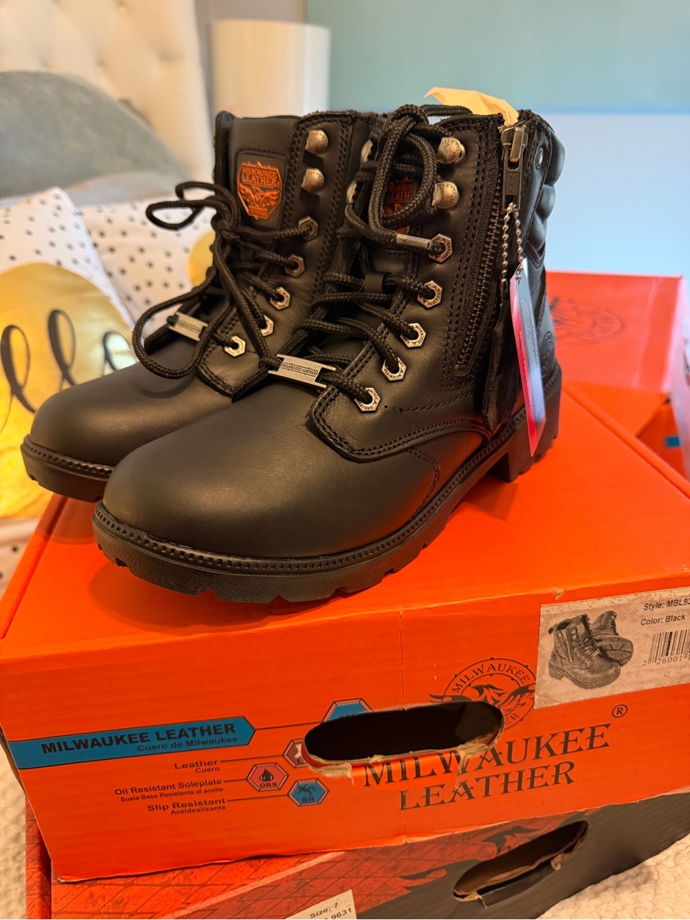 Women’s Milwaukee Black Lace-Up Combat Boots